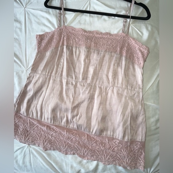 Eileen Fisher Dusty Rose Colored 100% Silk Lace Tank Top Blouse. SIZE MEDIUM - Picture 4 of 9